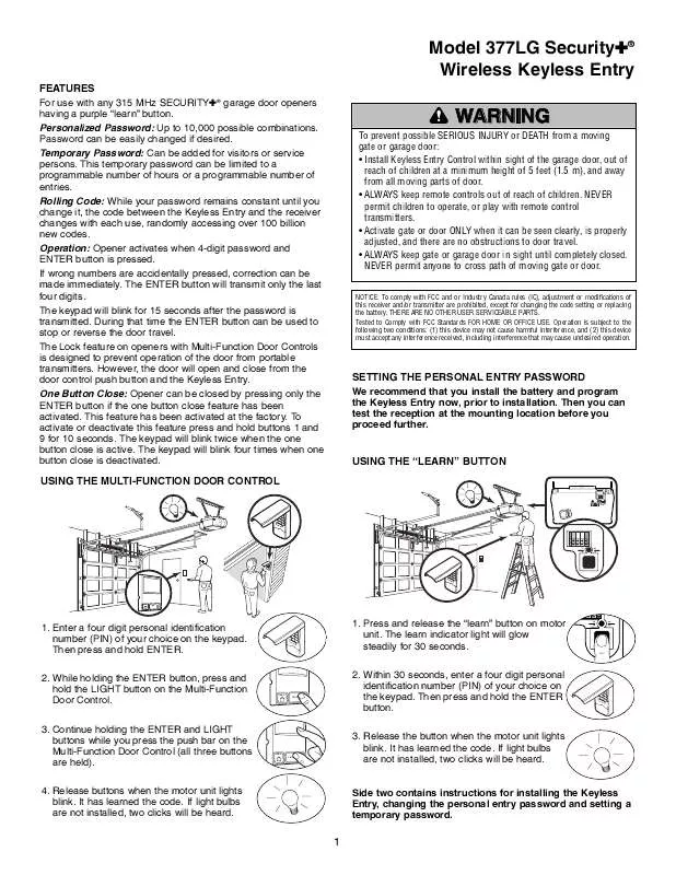 Mode d'emploi LIFT-MASTER 377LG