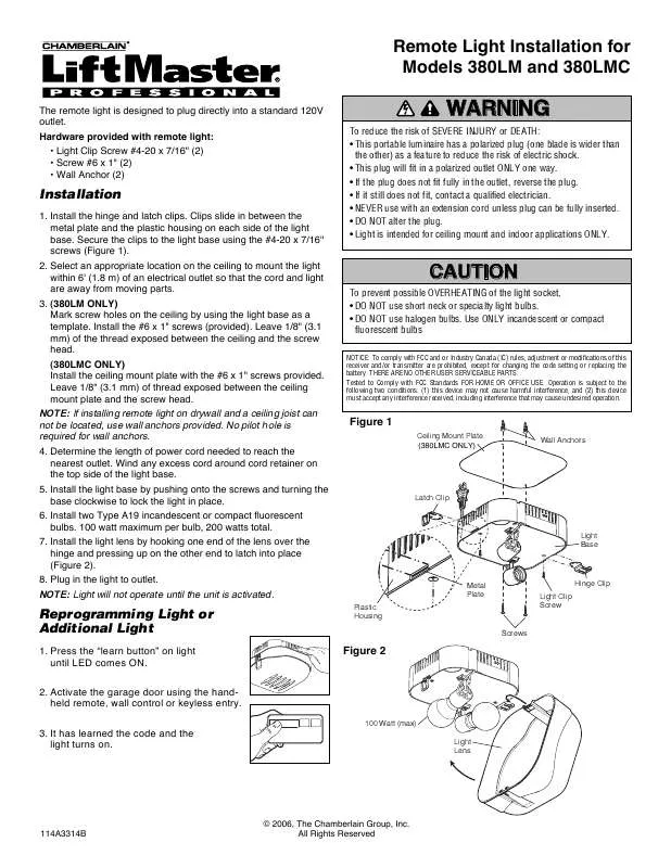 Mode d'emploi LIFT-MASTER 380LM