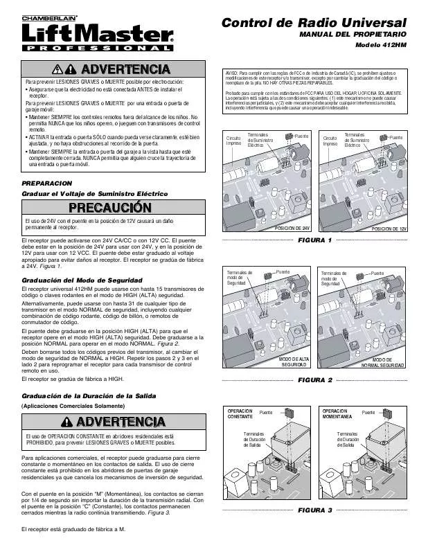 Mode d'emploi LIFT-MASTER 412HM