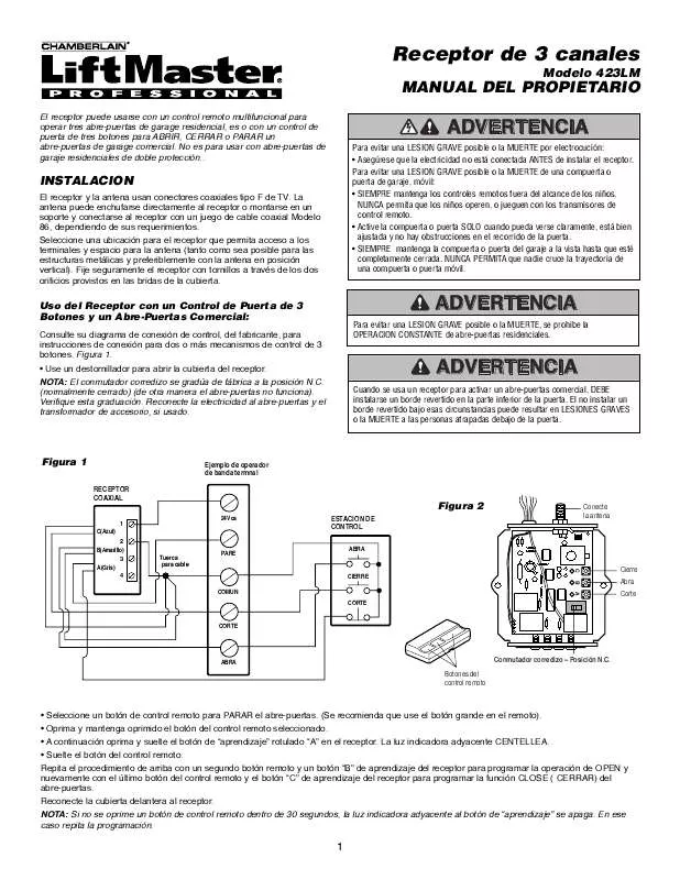 Mode d'emploi LIFT-MASTER 423LM