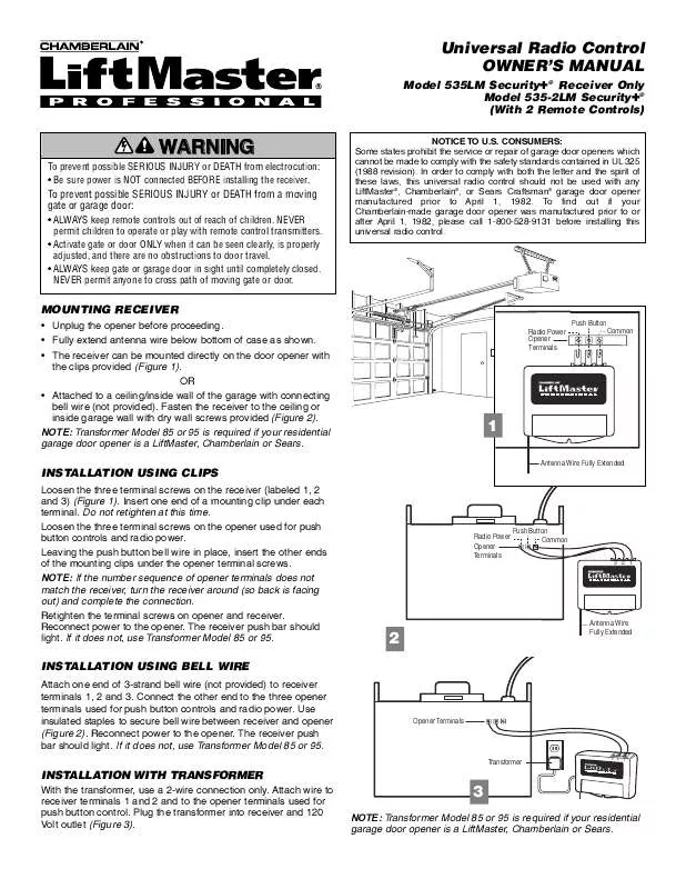 Mode d'emploi LIFT-MASTER 535-2LM