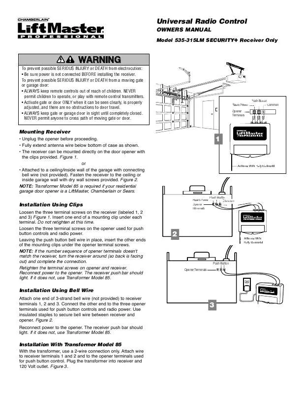 Mode d'emploi LIFT-MASTER 535-315LM