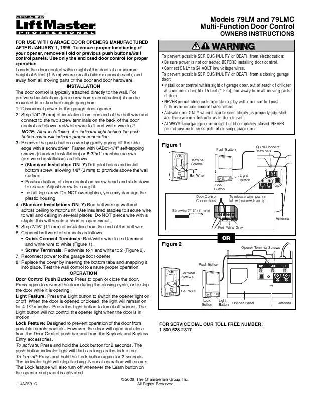 Mode d'emploi LIFT-MASTER 79LM