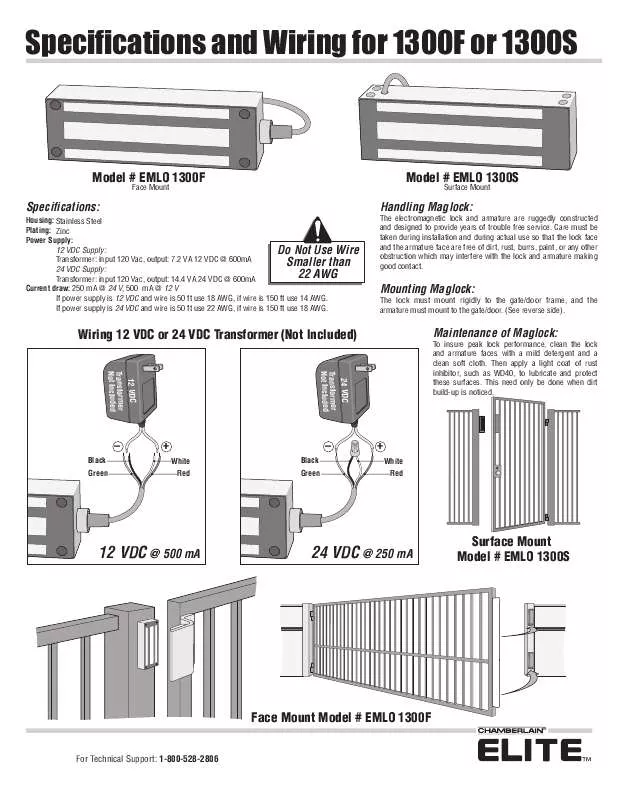 Mode d'emploi LIFT-MASTER EMLO1300F