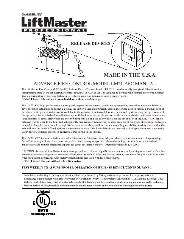 Mode d'emploi LIFT-MASTER LM21-AFC