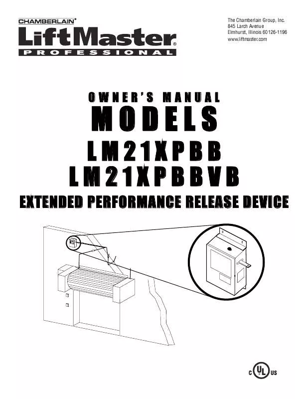 Mode d'emploi LIFT-MASTER LM21XPBB