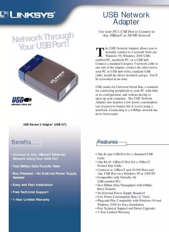 Mode d'emploi LINKSYS USB10T