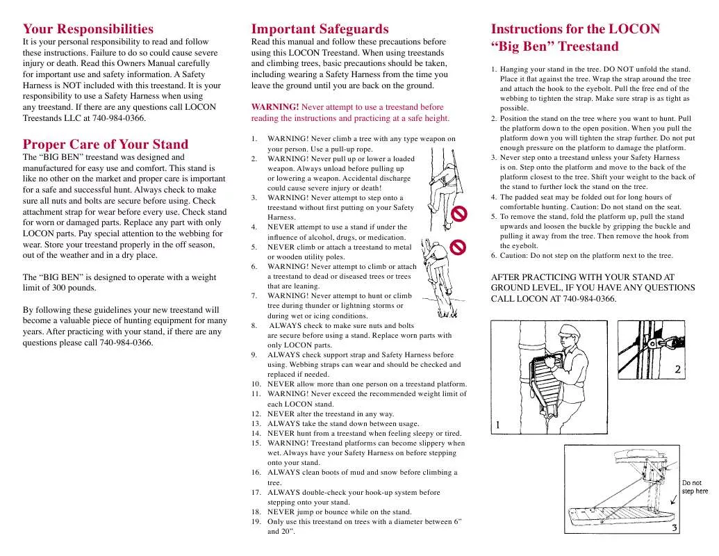 Mode d'emploi LOCON TREESTANDS BIG BEN TREESTAND