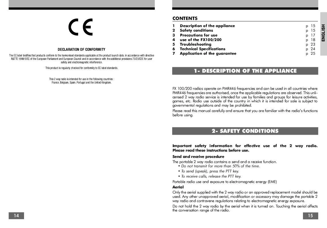 Mode d'emploi LOGICOM FX 100