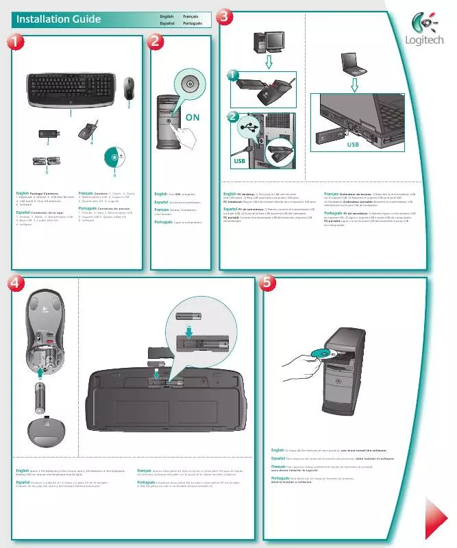 Mode d'emploi LOGITECH CORDLESS DESKTOP LX710 LASER