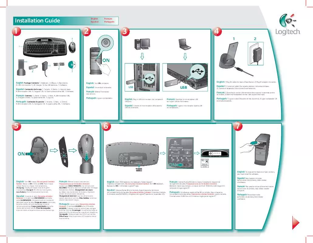 Mode d'emploi LOGITECH CORDLESS DESKTOP MX-5000 REVOLUTION