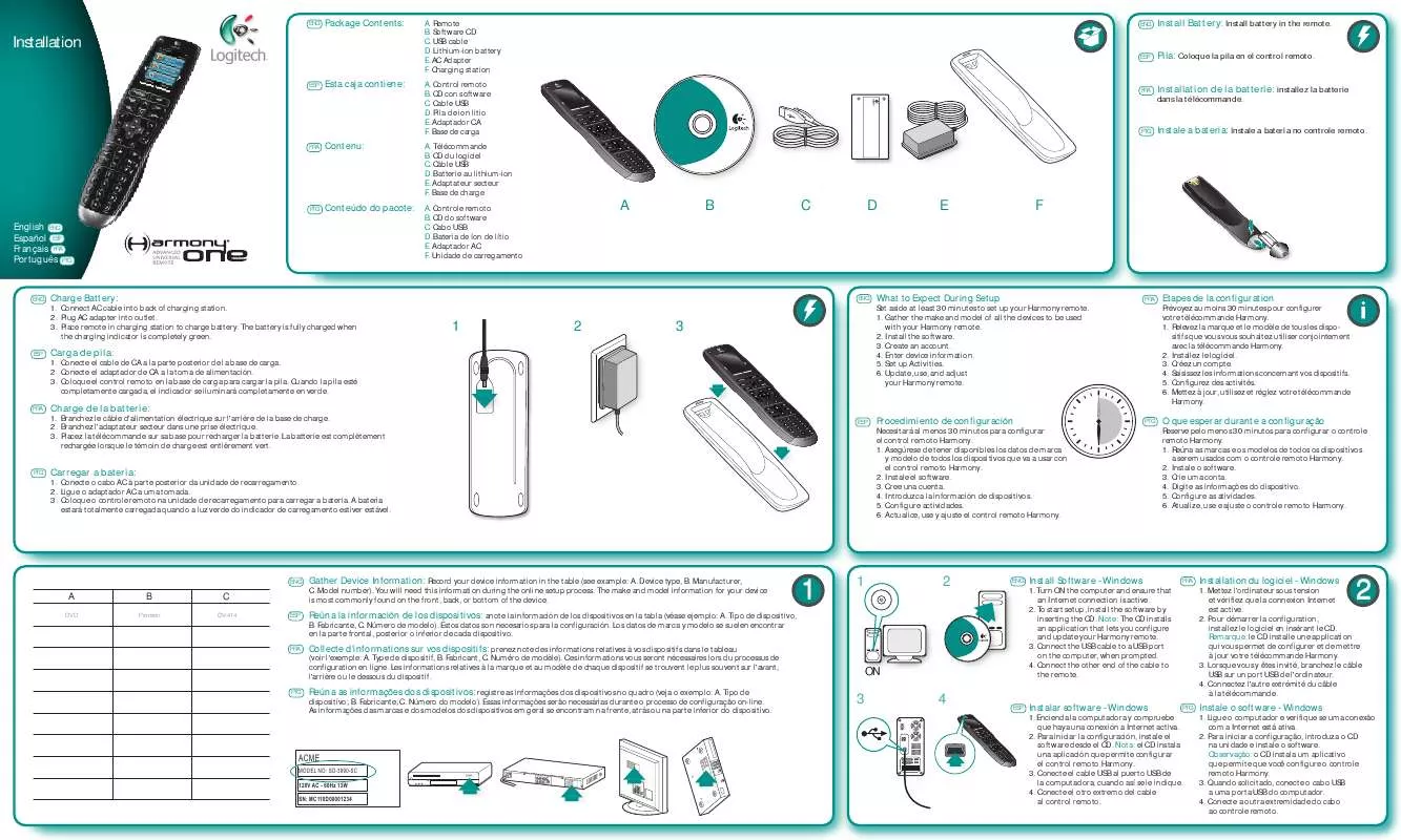 Mode d'emploi LOGITECH HARMONY ONE