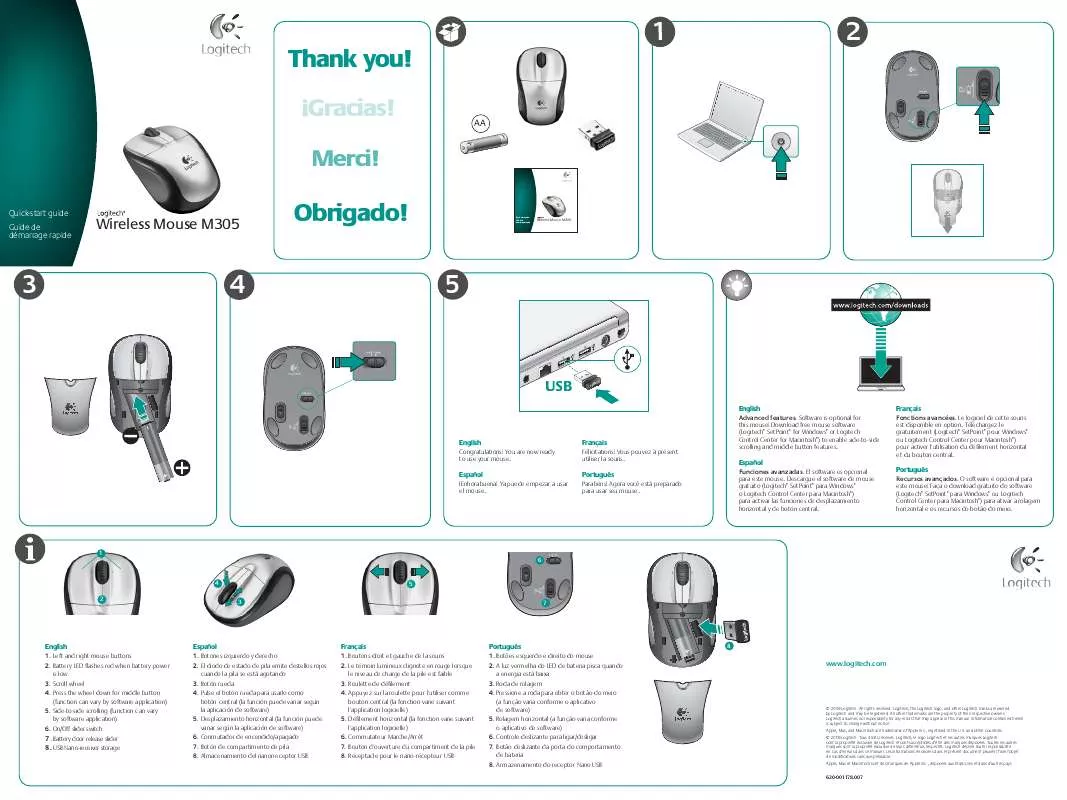 Mode d'emploi LOGITECH WIRELESS MOUSE M305