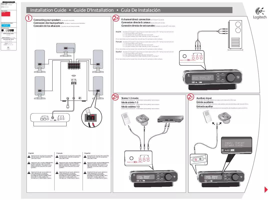 Mode d'emploi LOGITECH Z-5400D