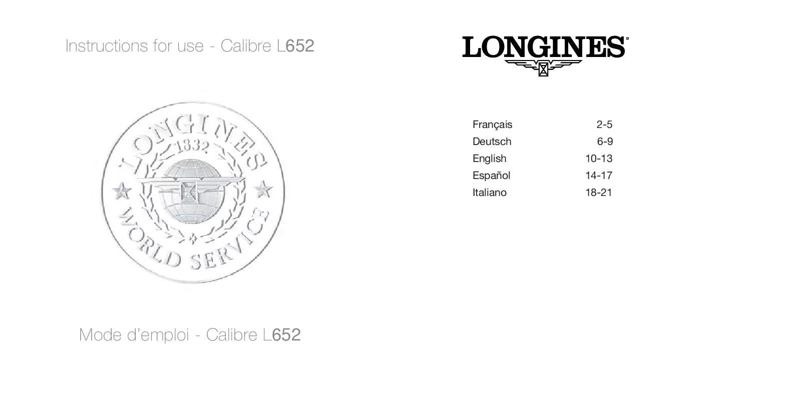 Mode d'emploi LONGINES L652