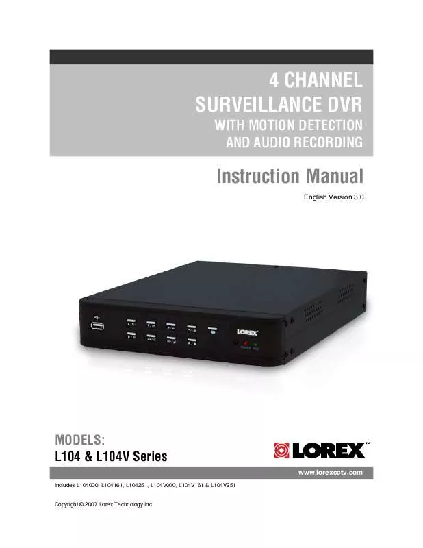 Mode d'emploi LOREX L104000