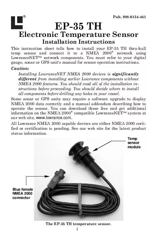 Mode d'emploi LOWRANCE EP-35 THRU-HULL TEMP