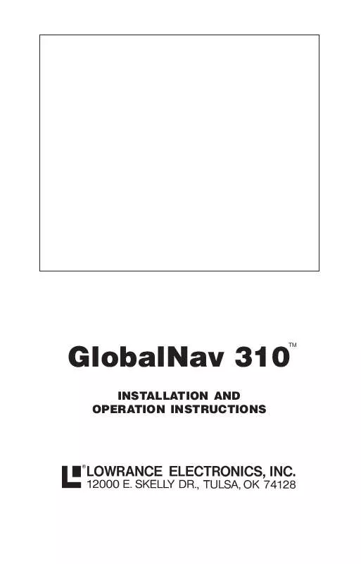 Mode d'emploi LOWRANCE GLOBALNAV 310