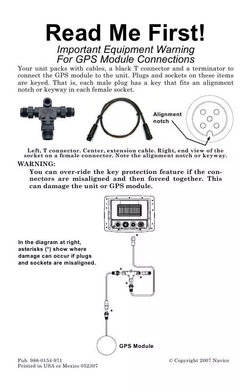 Mode d'emploi LOWRANCE GPS MODULE CONNECTION WARNING