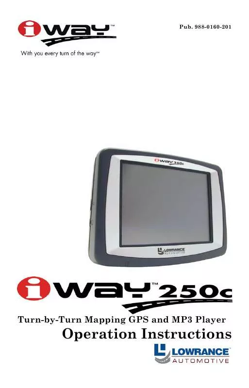 Mode d'emploi LOWRANCE IWAY-250C