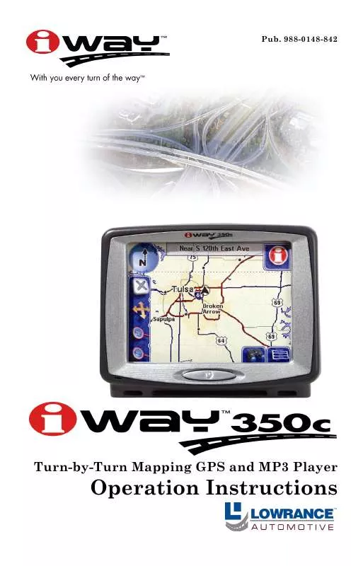 Mode d'emploi LOWRANCE IWAY-350C