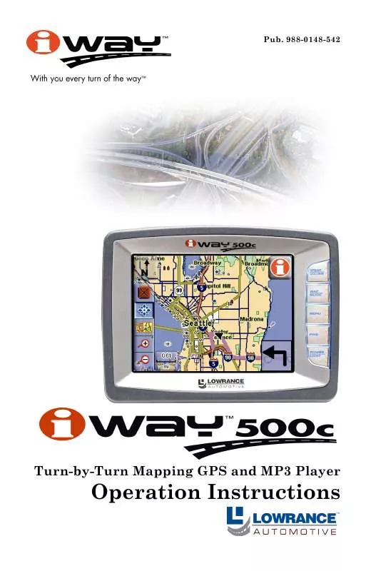 Mode d'emploi LOWRANCE IWAY-500C