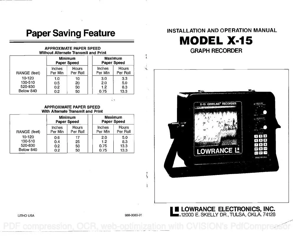 Mode d'emploi LOWRANCE X-15 PAPER GRAPH