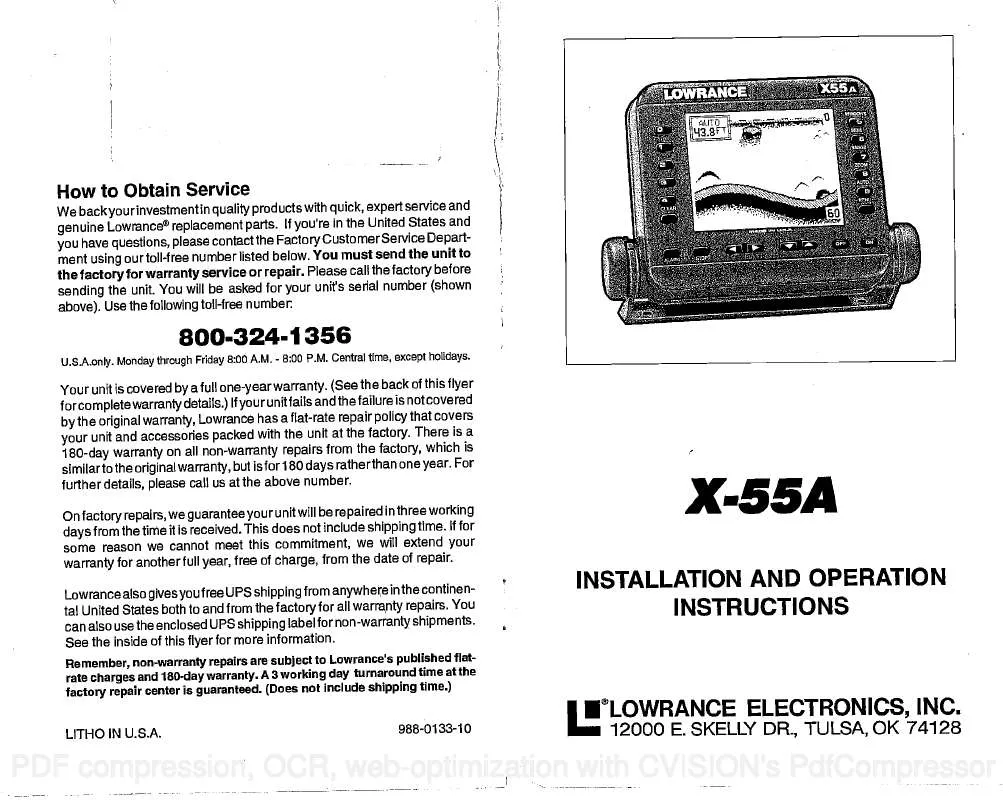 Mode d'emploi LOWRANCE X-55A