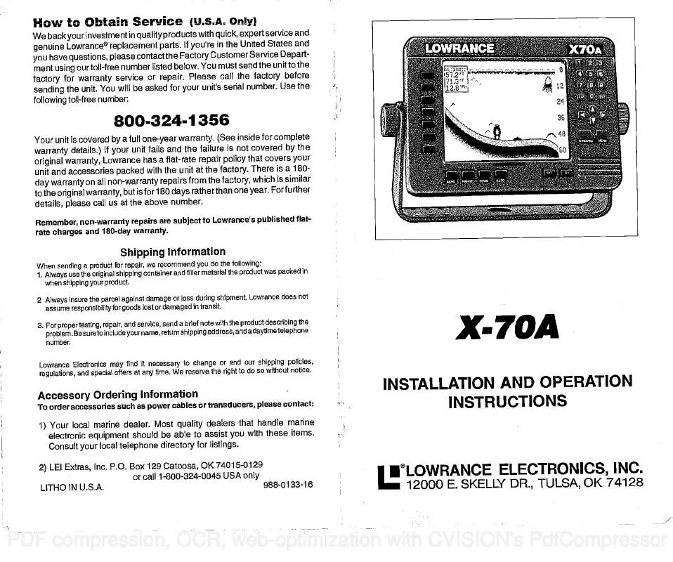 Mode d'emploi LOWRANCE X-70A