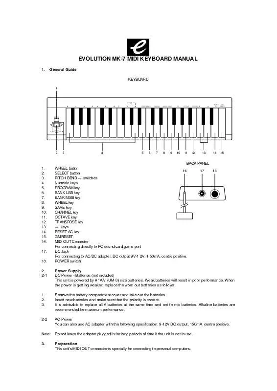 Mode d'emploi M-AUDIO EVOLUTION MK-7