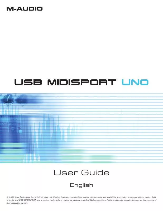 Mode d'emploi M-AUDIO MIDISPORT UNO USB