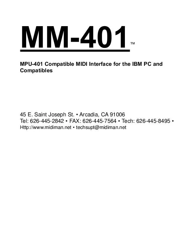 Mode d'emploi M-AUDIO MM-401