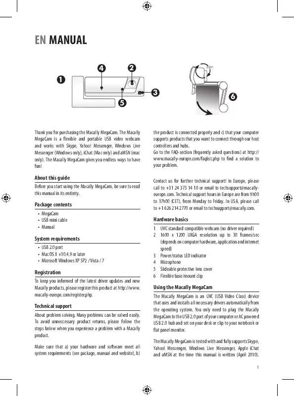 Mode d'emploi MACALLY MEGACAM