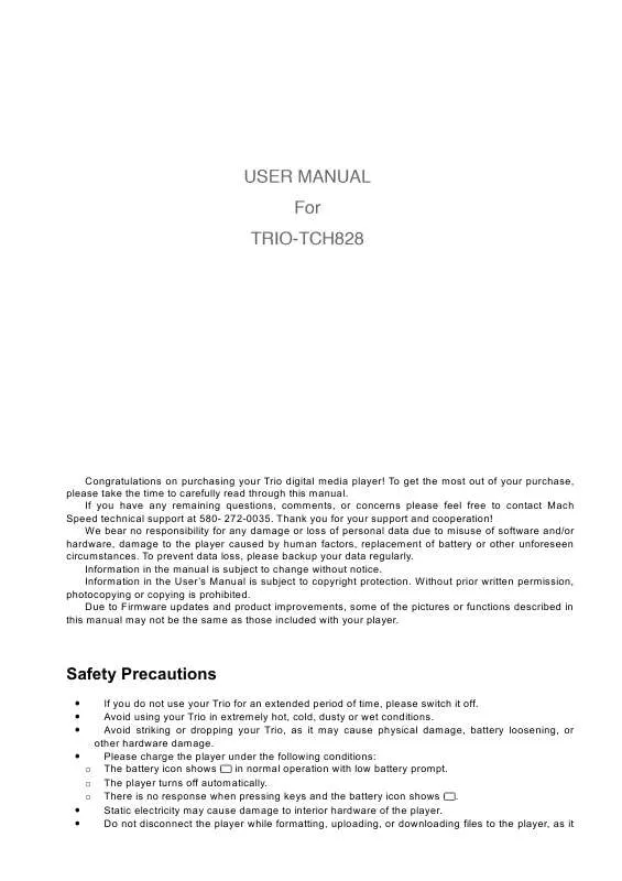 Mode d'emploi MACH SPEED TRIO-TCH828