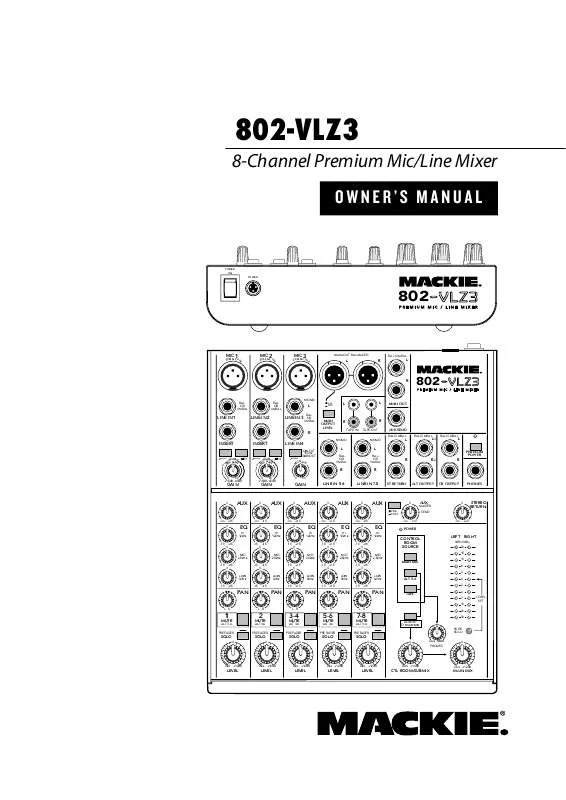 Mode d'emploi MACKIE 802-VLZ3