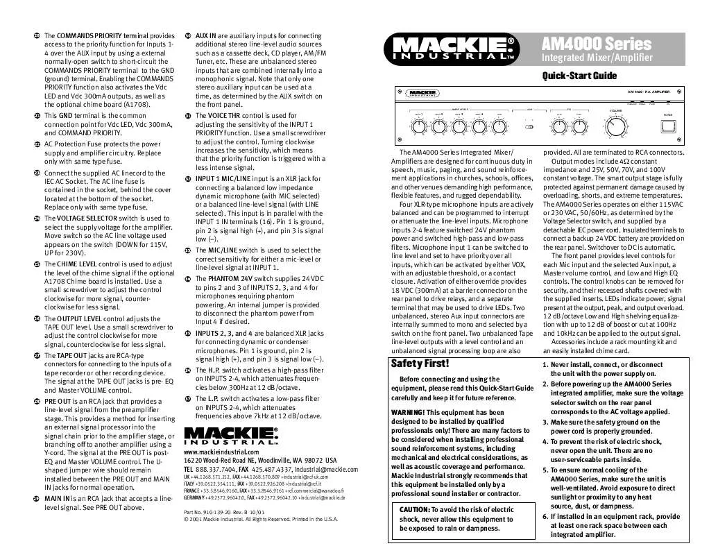 Mode d'emploi MACKIE AM4000