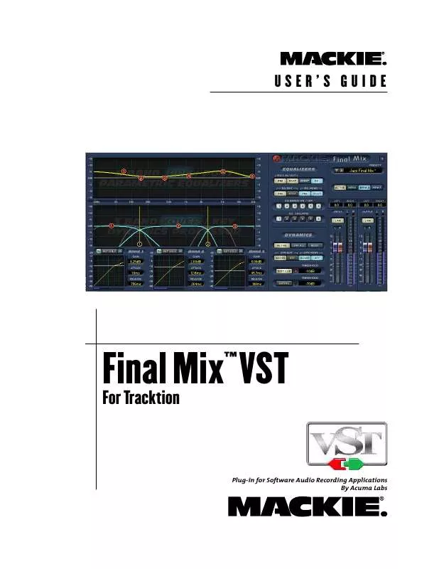 Mode d'emploi MACKIE FINAL MIX VST