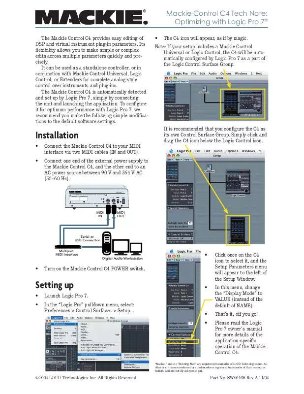 Mode d'emploi MACKIE MACKIE CONTROL C4