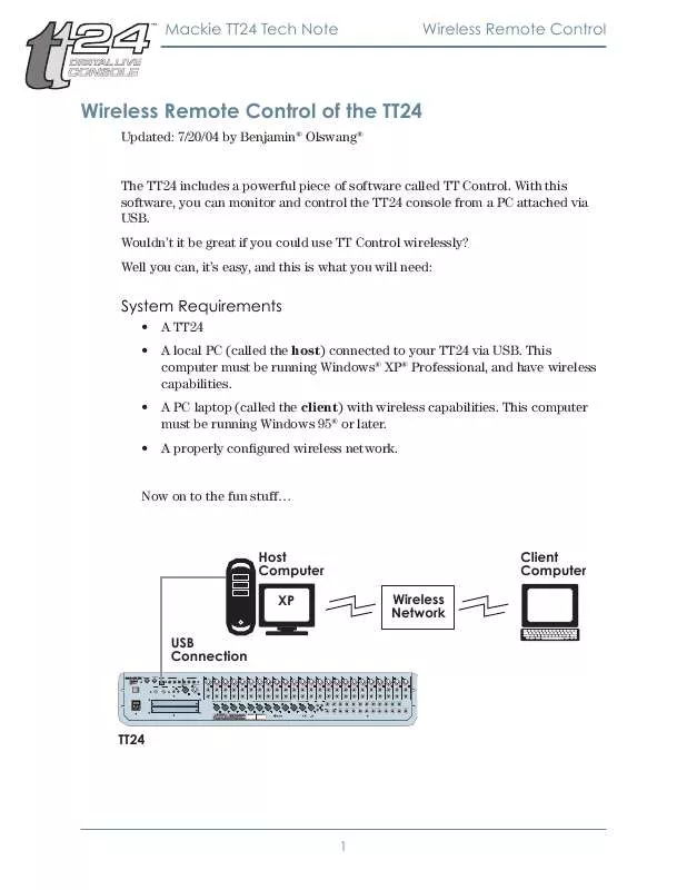 Mode d'emploi MACKIE TT24REMOTE