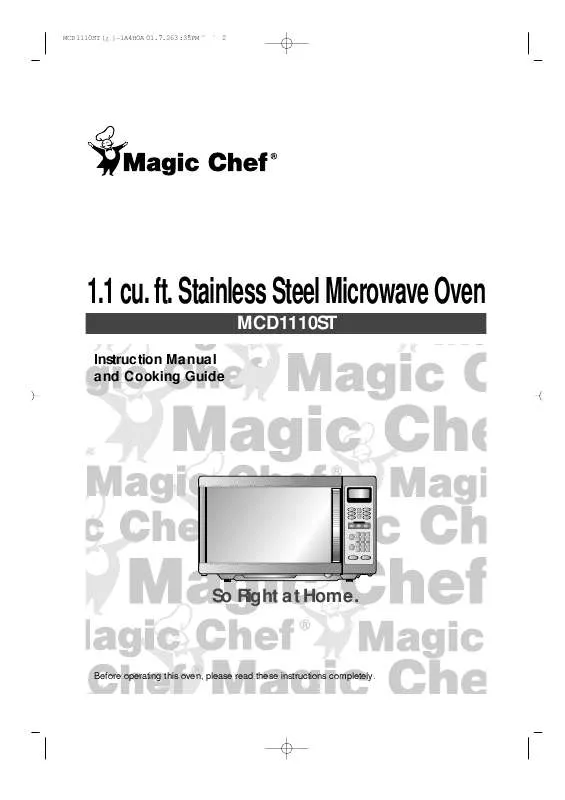 Mode d'emploi MAGIC CHEF MCD1110ST