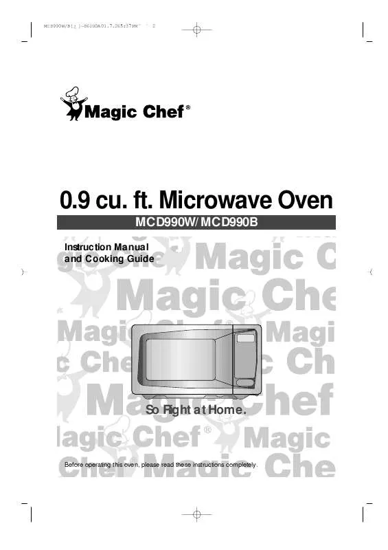 Mode d'emploi MAGIC CHEF MCD990B