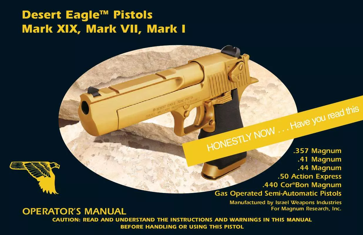 Mode d'emploi MAGNUM RESEARCH DESERT EAGLE 357 MAGNUM