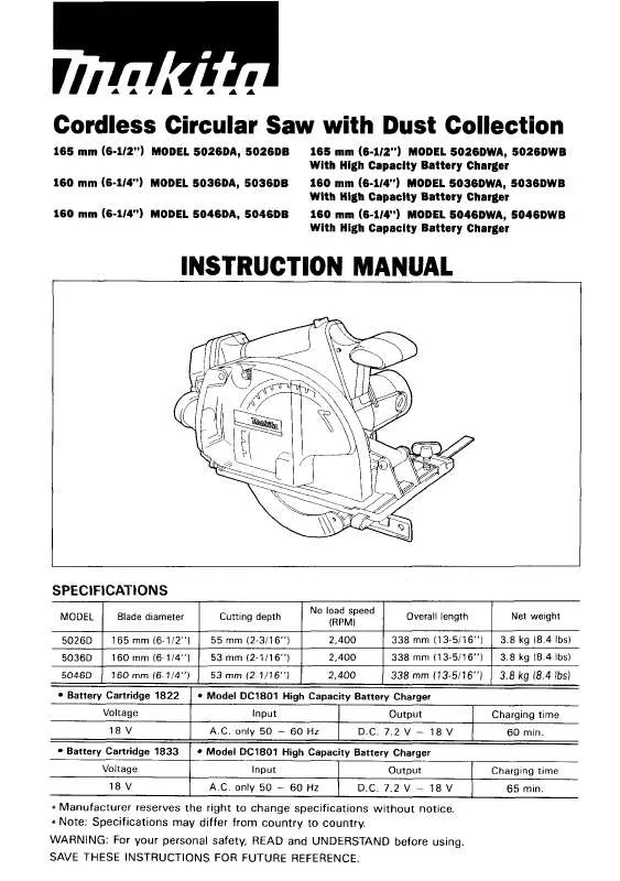 Mode d'emploi MAKITA 5046DWDE