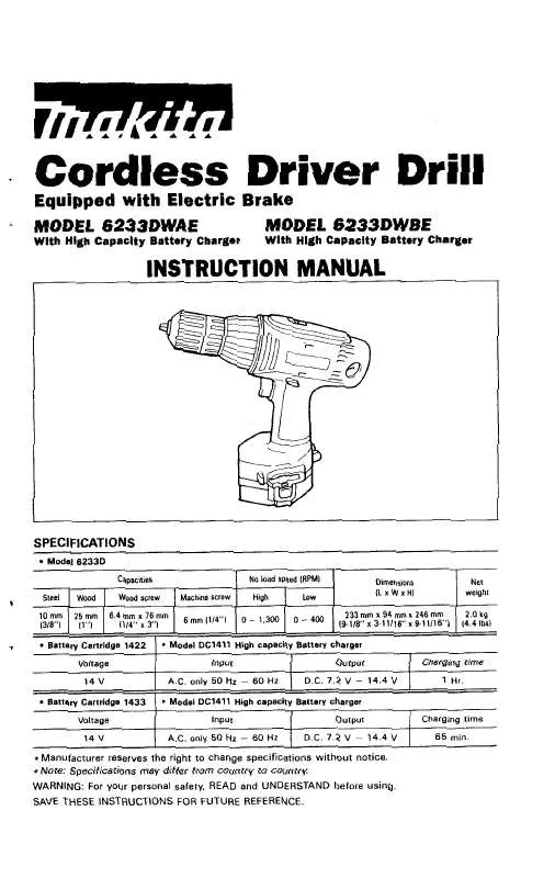 Mode d'emploi MAKITA 6233DWBLE