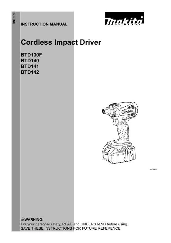 Mode d'emploi MAKITA BTD142Z