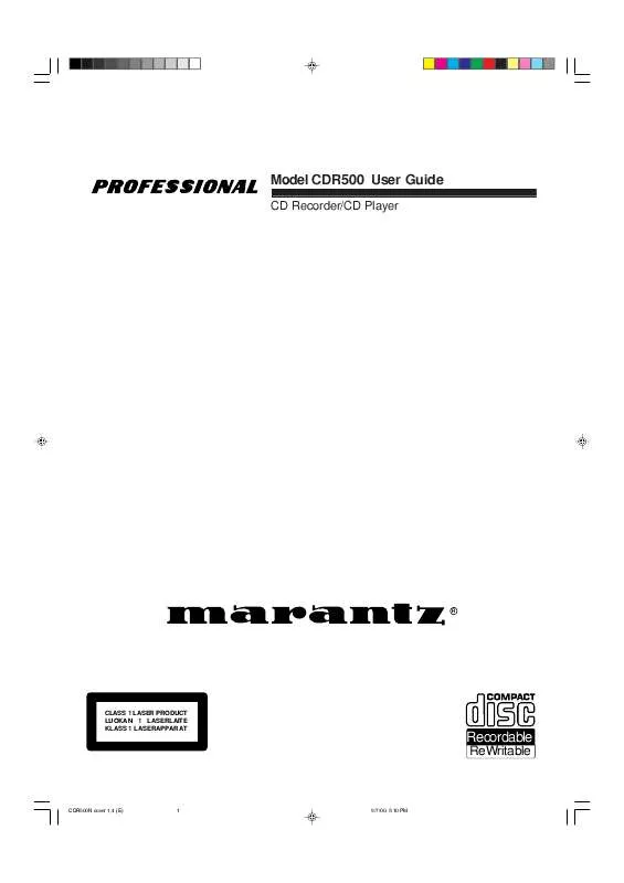 Mode d'emploi MARANTZ CDR500