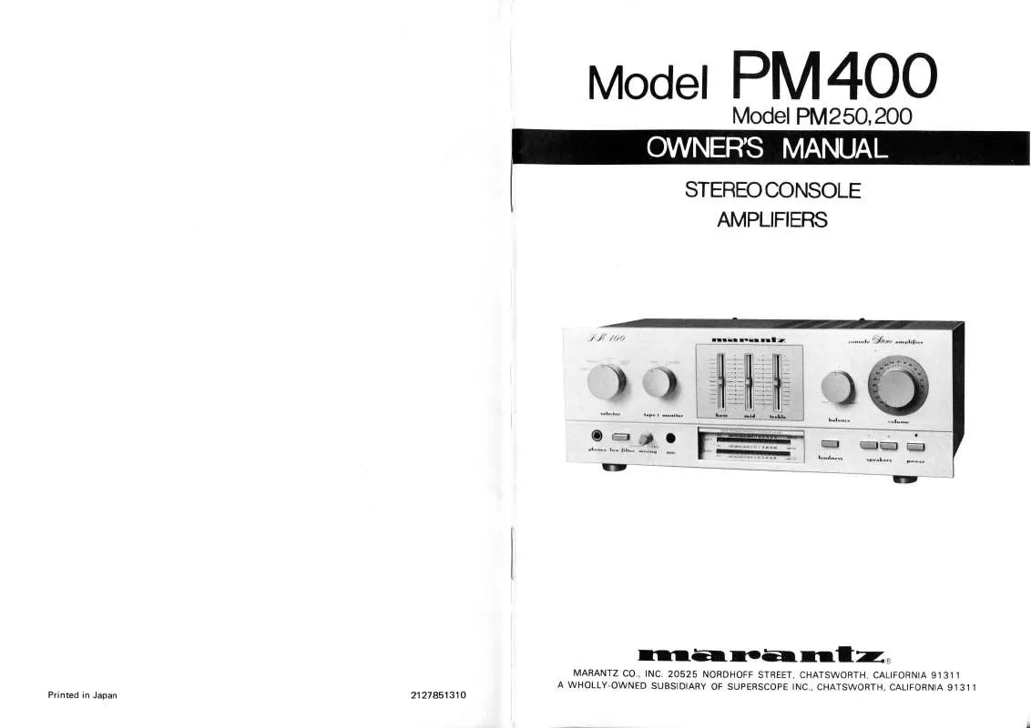 Mode d'emploi MARANTZ PM400