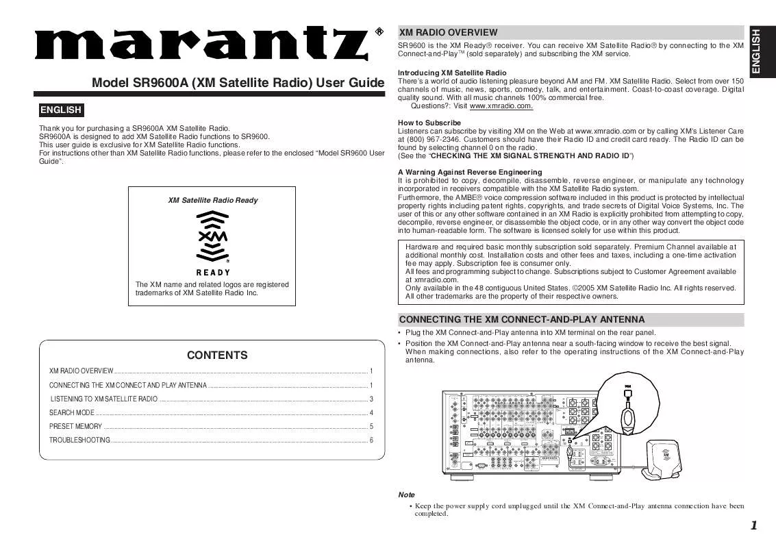 Mode d'emploi MARANTZ SR9600