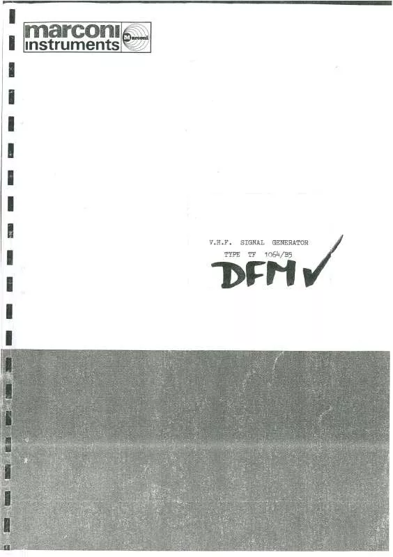 Mode d'emploi MARCONI VHF SIGNAL GENERATOR TYPE TF 1064B-5