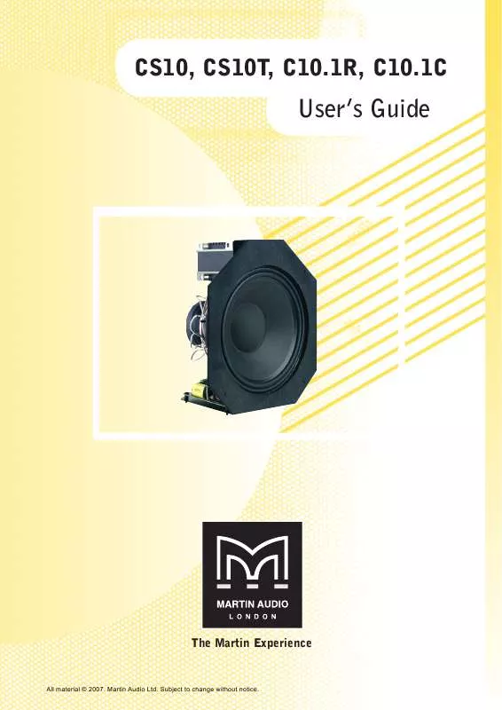 Mode d'emploi MARTIN AUDIO C10.1C